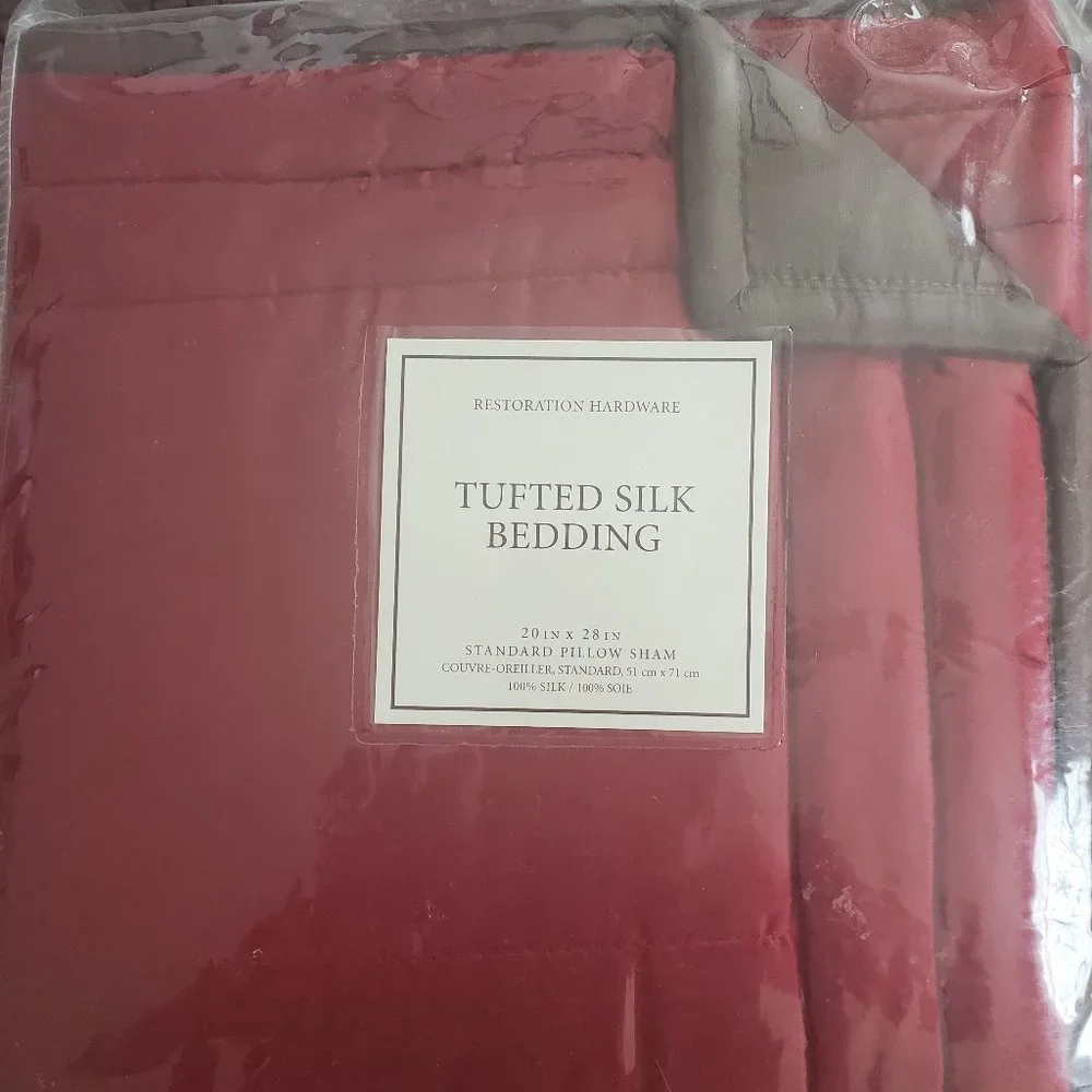 Restoration Hardware Garnet and Chocolate Tufted standard silk sham